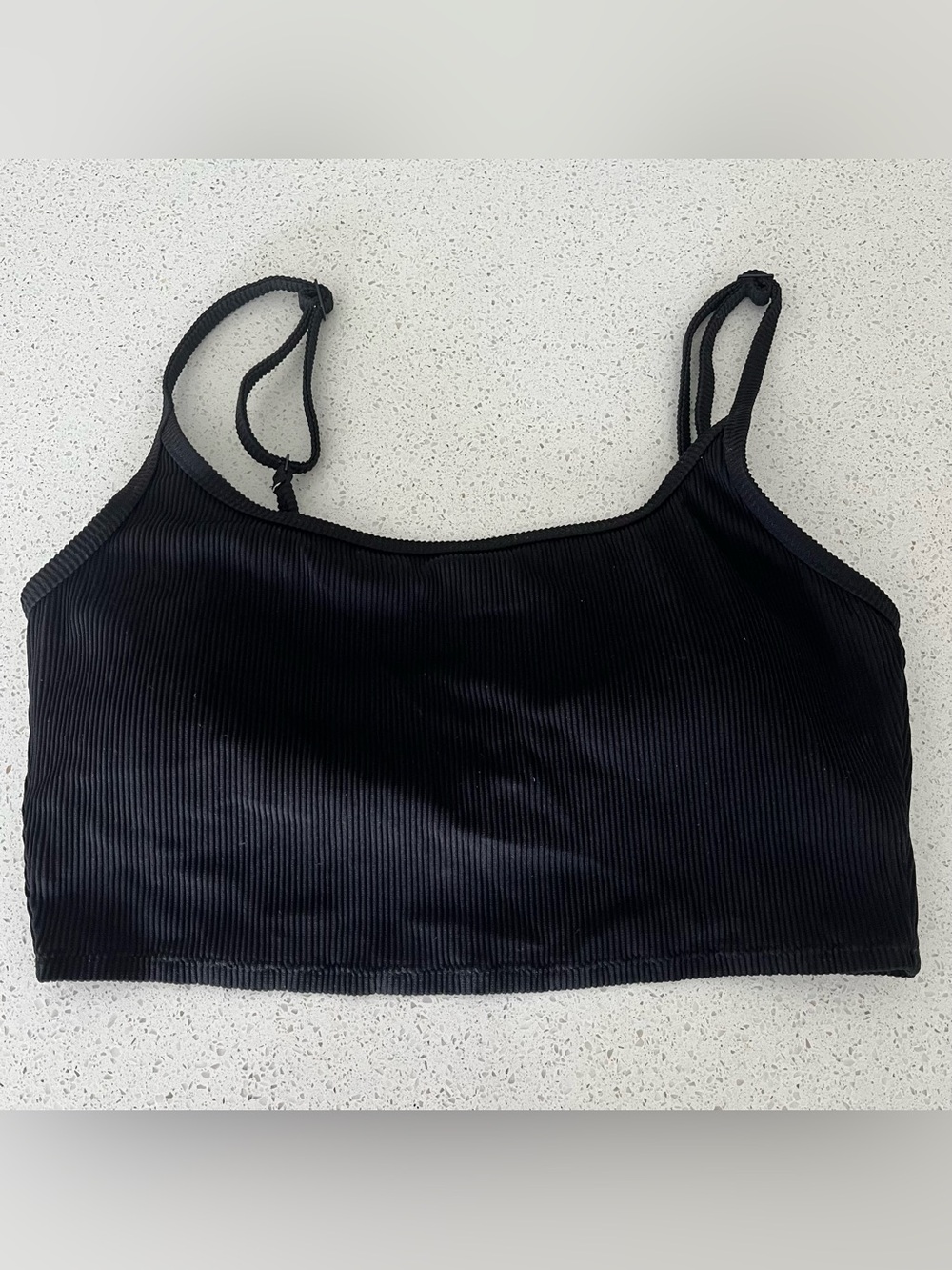 aerie Women’s Black Ribbed Scoop Swim Top size Medium